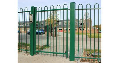 green metal bow top gate