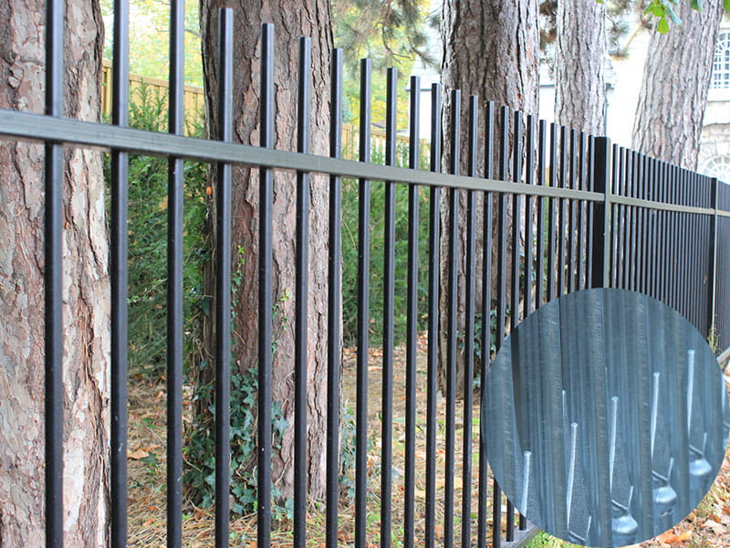 Galvanised metal garden railings