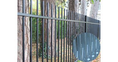 Galvanised metal garden railings