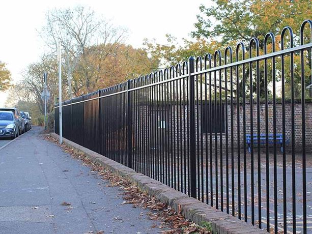 Black Bow Top School Fence