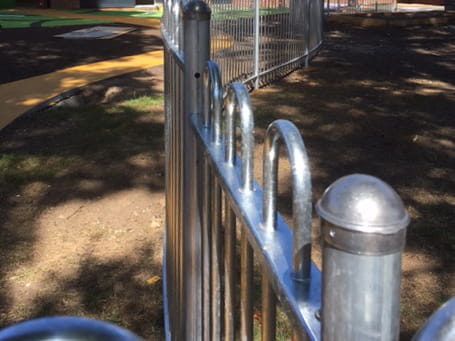 Galvanised post cap for bow top railings