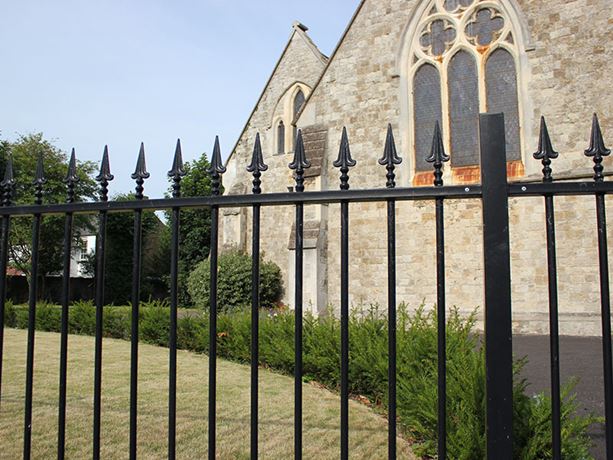 Black metal railings