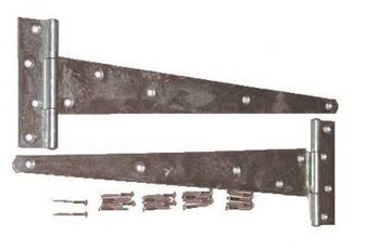 Pair 300mm Strong T-Hinges- Galvanised Inc. Screws