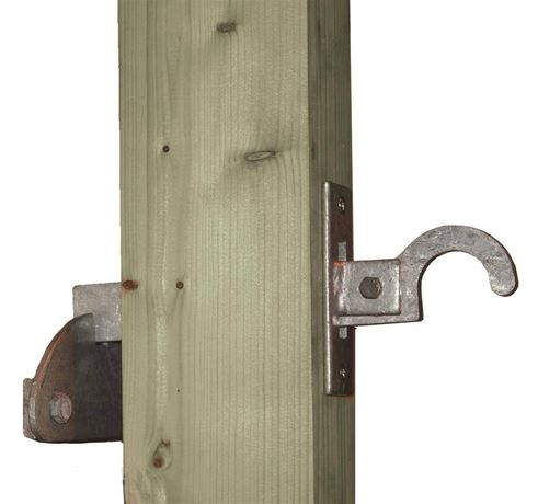 Wrought heavy latch and rocker bottom hinge