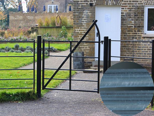 galvanised estate fencing and gate
