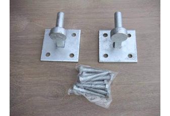 Pair Of Hooks On 100mm Plate Galvanised -19mm Pin C/w Coach Screws (M)
