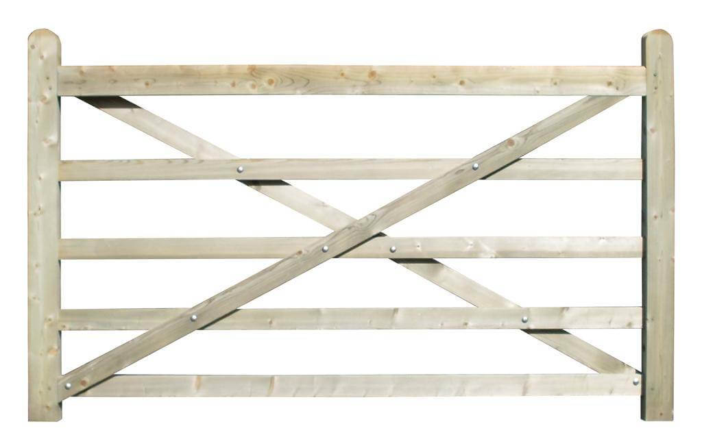 12ft 5 Bar Wooden Diamond Braced Farm Field Entrance Pathway Gate 3.6m 360cm 