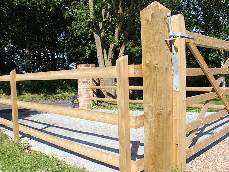 Timber gate posts for entrance gate