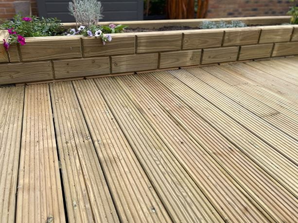 wooden decking boards detail