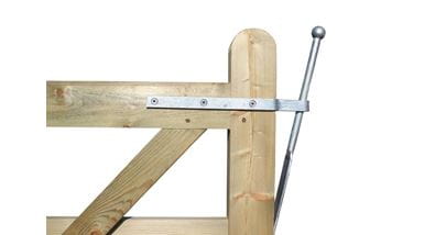 Gate spring catch loop on wooden entrance gate