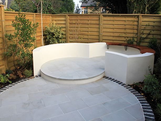 Contemporary horizontal slatted fence panels