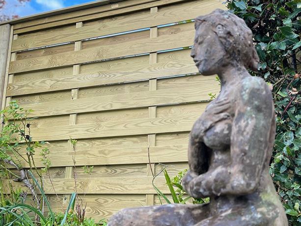 contemporary horizontal hit and miss slatted fence panels