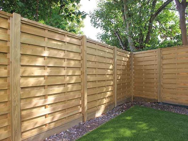 Horizontal Hit and Miss fence panels sunlight