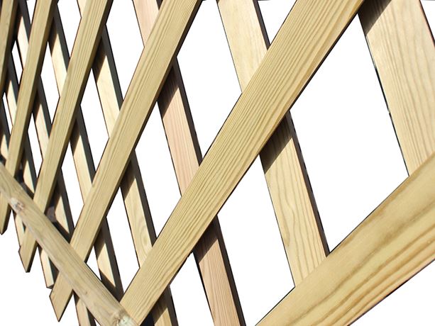 Criss cross timber garden fencing