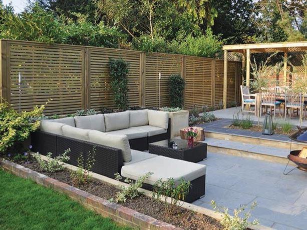 Quality timber slatted fence panel