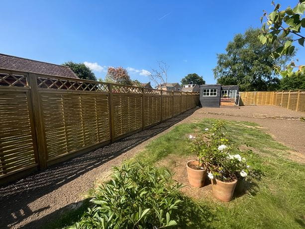 Woven fencing with trellis