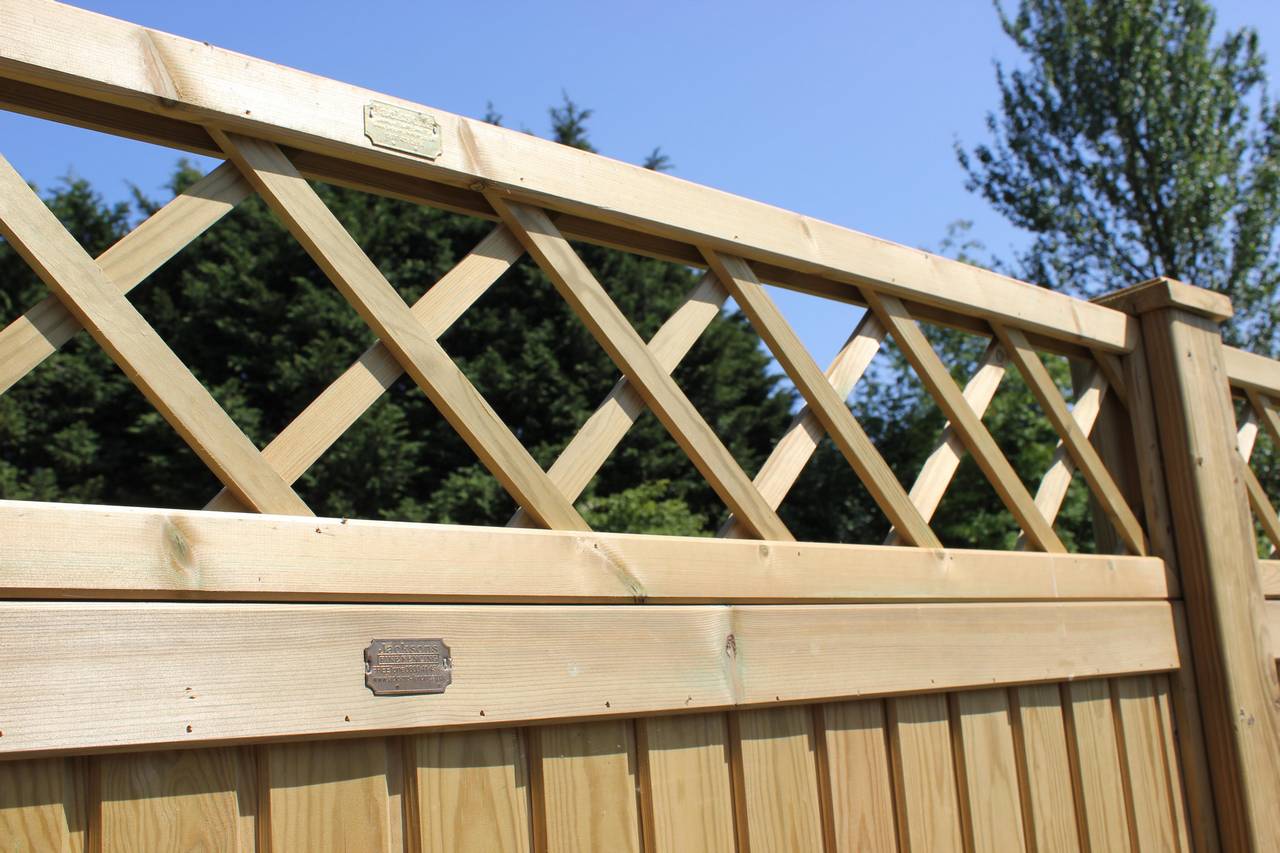 Diamond trellis topping on Tongue and Groove fencing