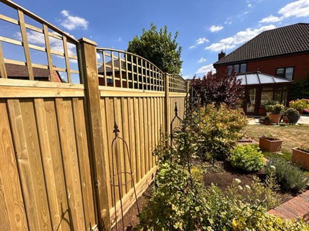Solid fence panel with trellis