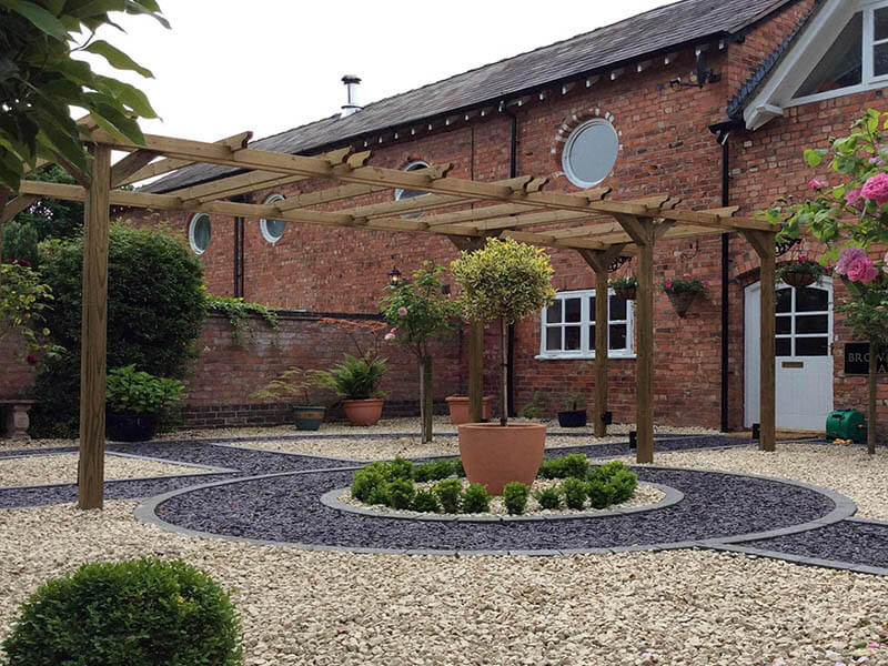 Pergola as focal point in garden