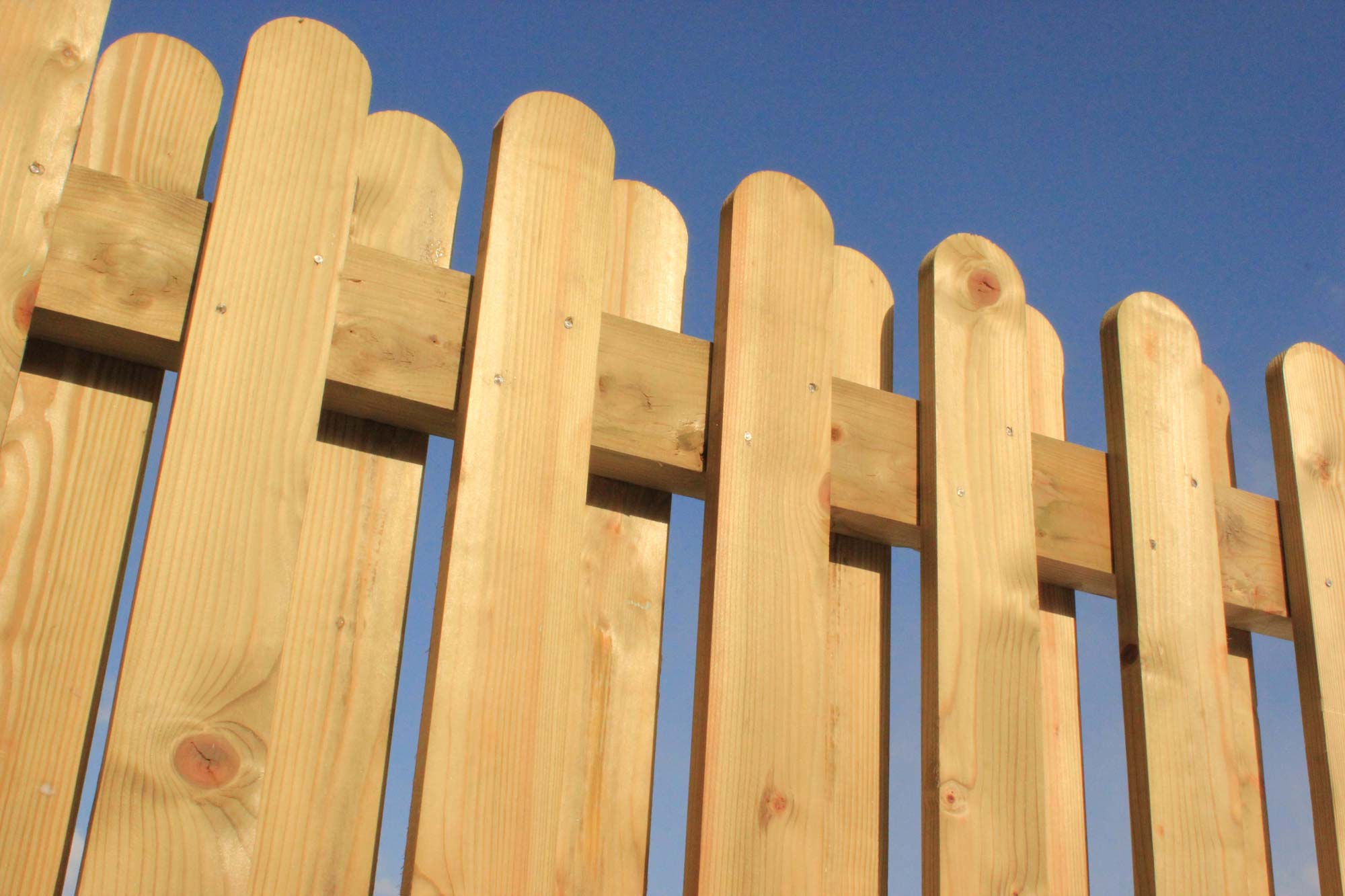Palisade fence with alternating pales