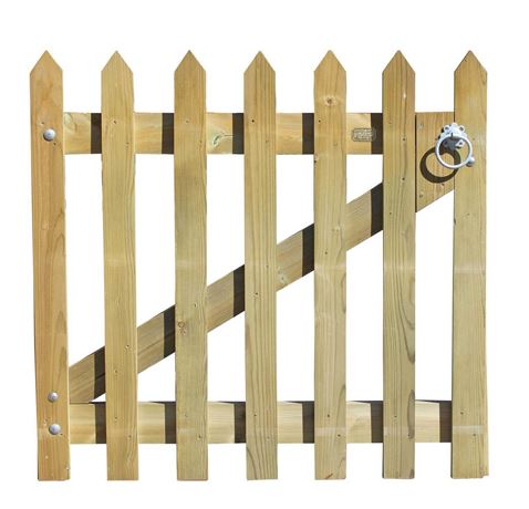 Pointed timber palisade gate