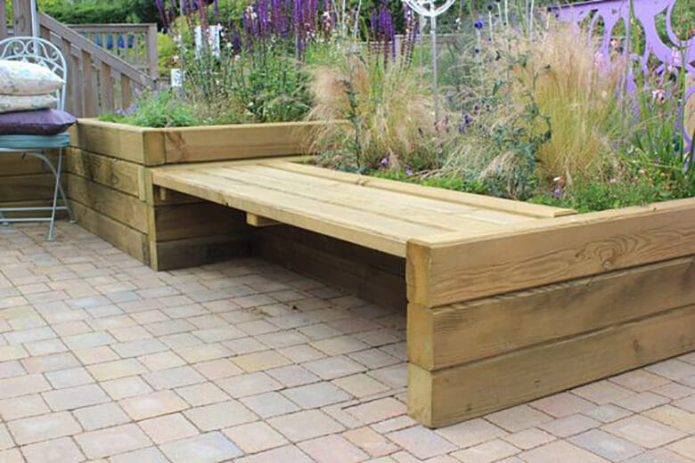 Timber sleepers garden seating