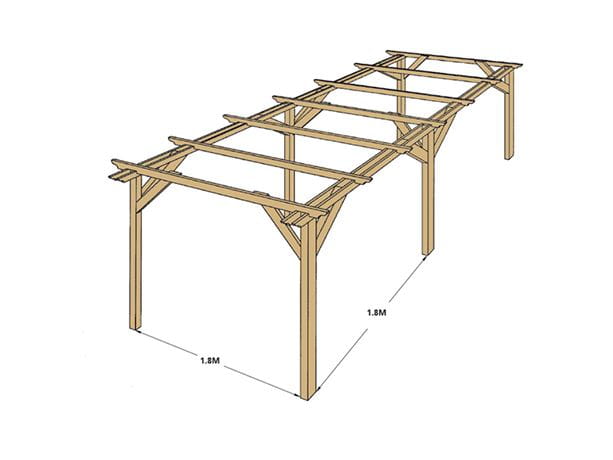 1.8m double wooden pergola
