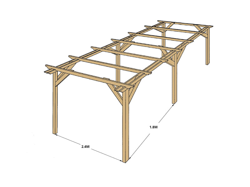 Double wooden pergola 2.7m