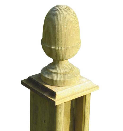 Linic 4 x White Acorn Fence Top Finial 3" Fence Post Caps UK Made GT0009 