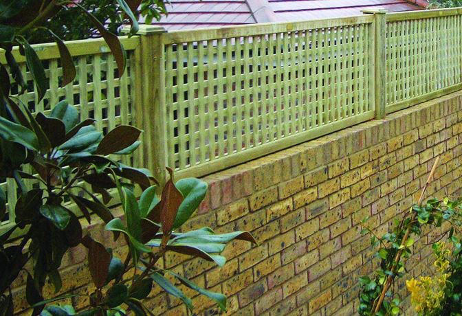 Lattice trellis panels on a wall