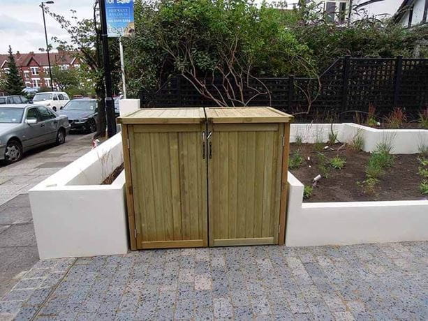 timber wheelie bin store