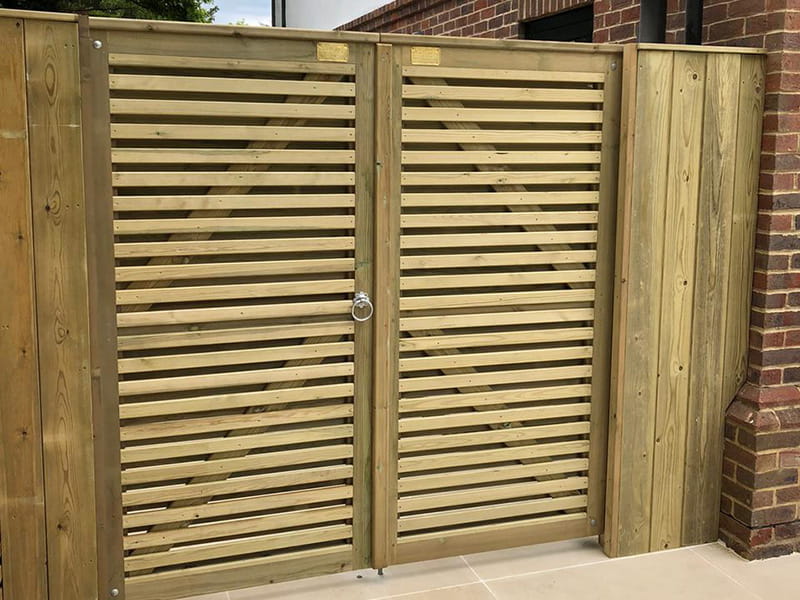 Double slatted wooden gate