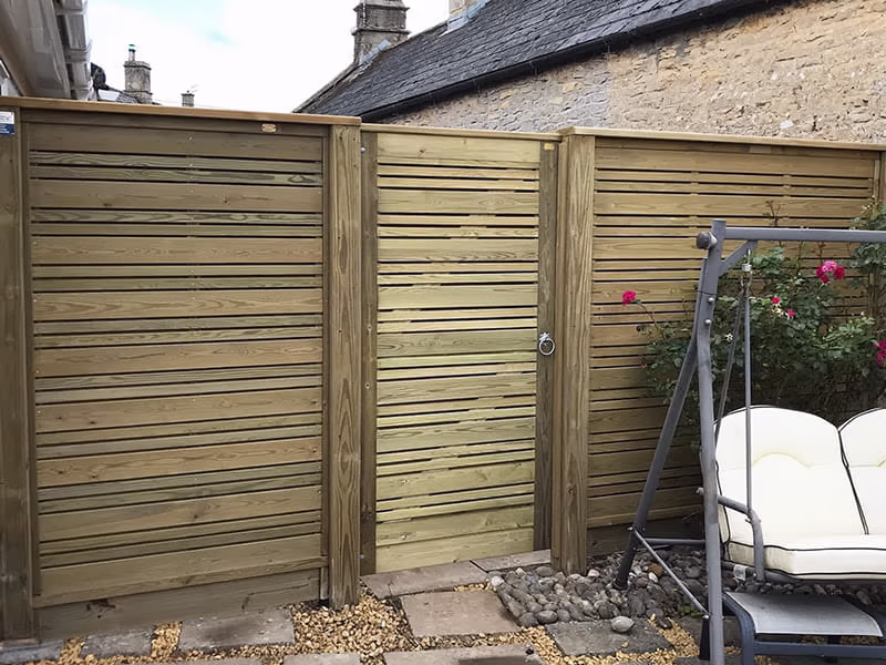 Slatted wooden gate