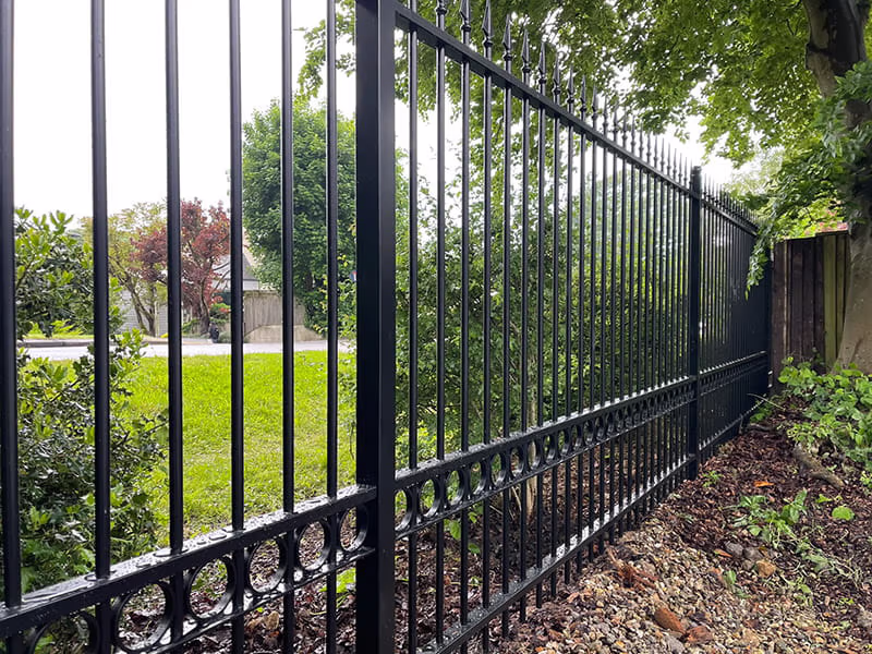 Black metal railings