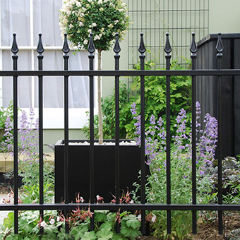 Black metal railings