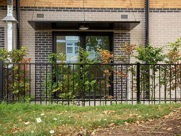 Black metal railings