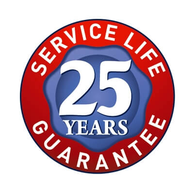 Steel logo 25 year service life