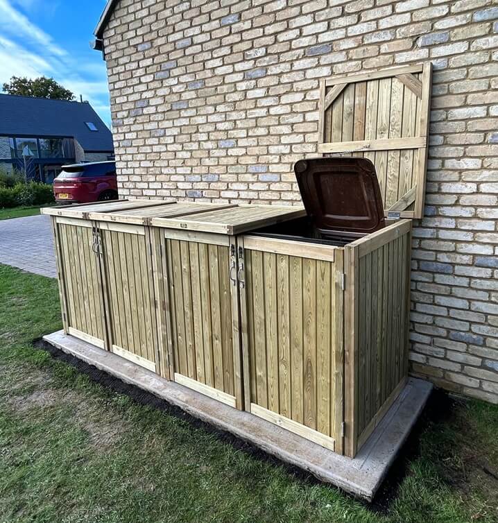 Double Wooden Wheelie Bin Store Door Open Top