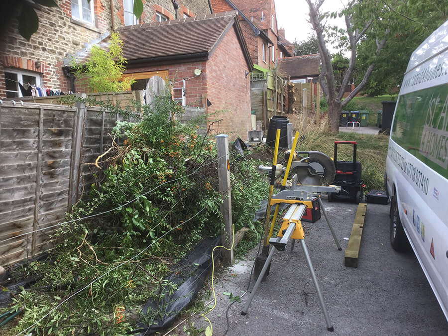 Before new fence installation