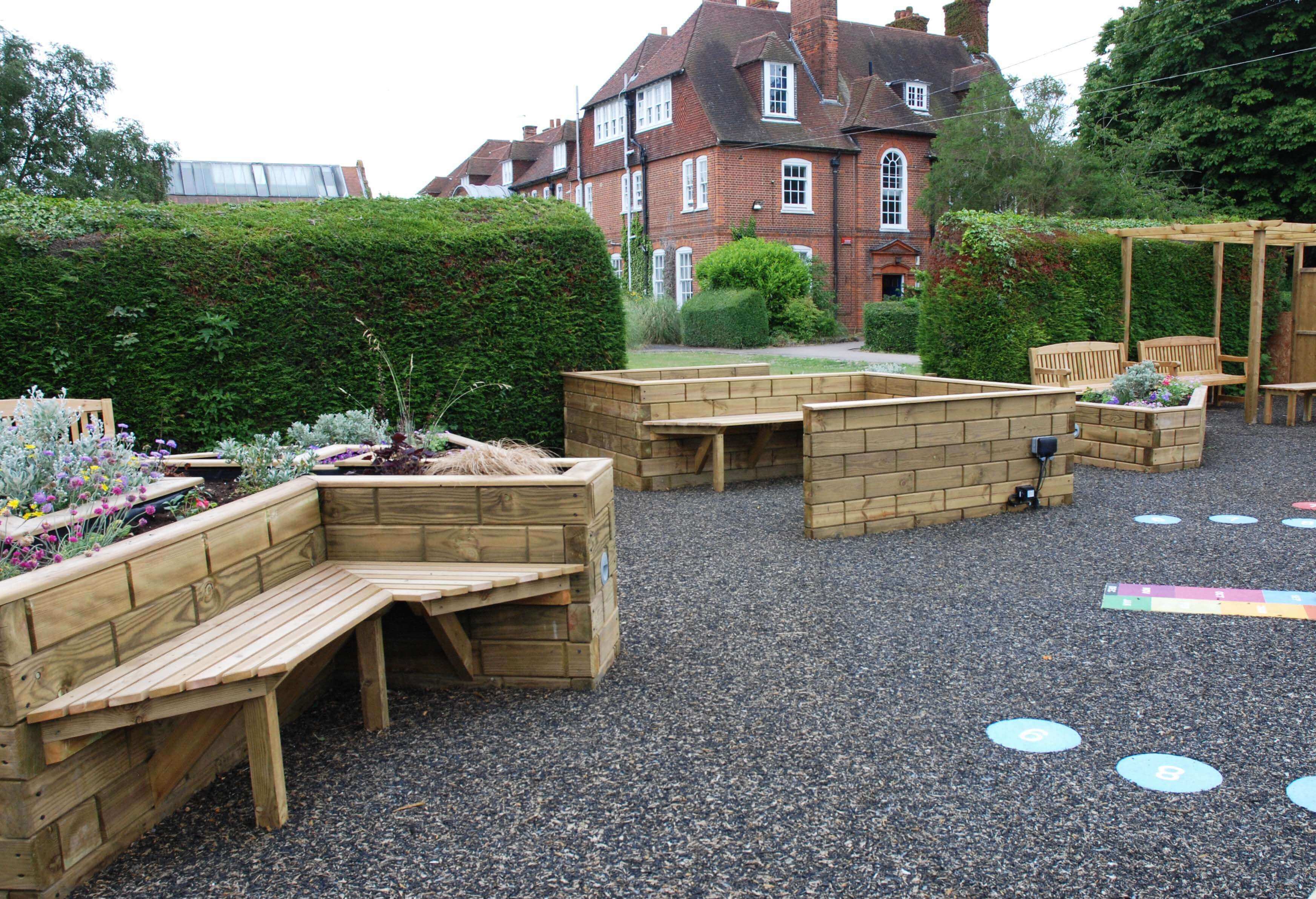 Detail of retaining wall used to make raised beds