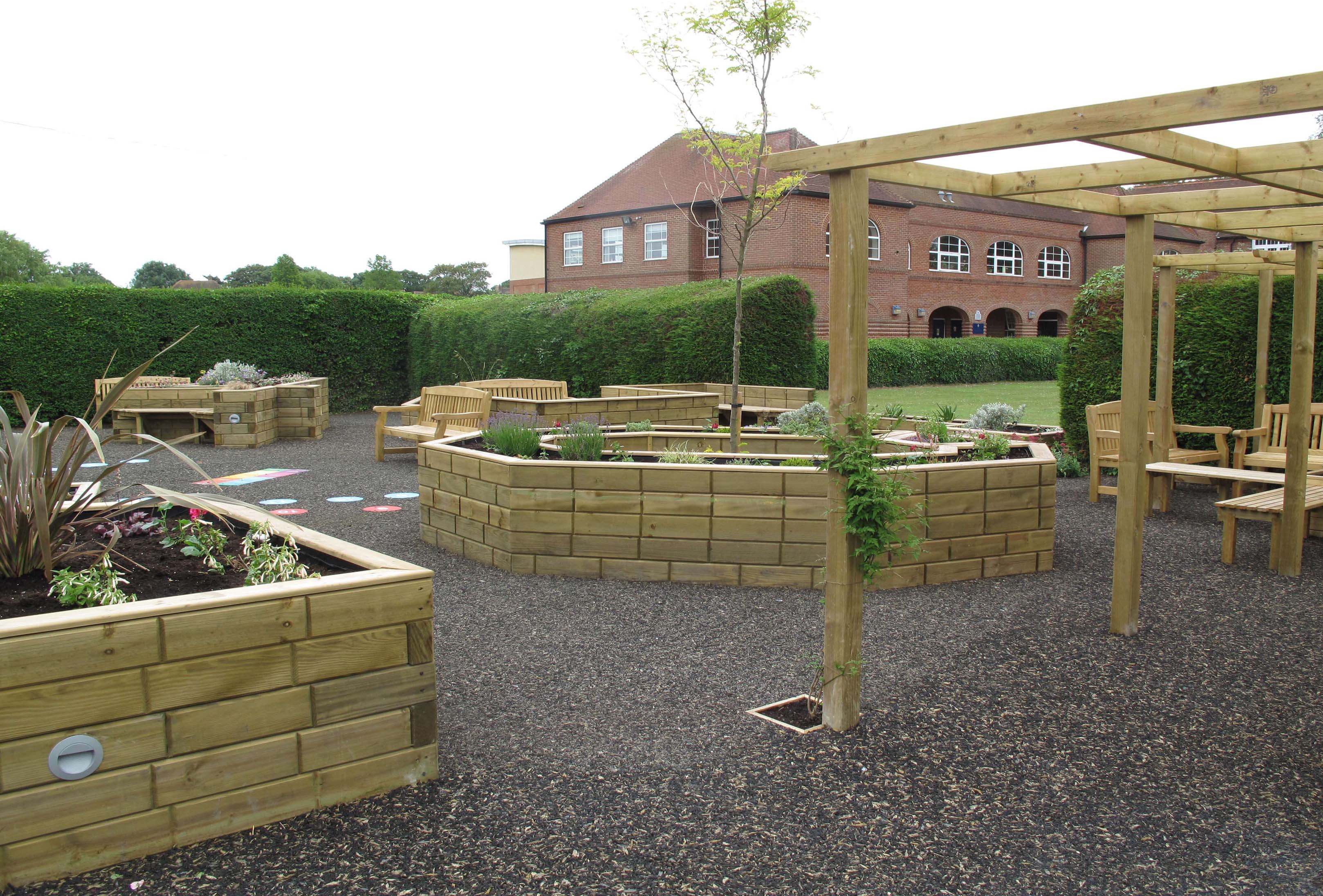 Pergola and Timber Flower Beds