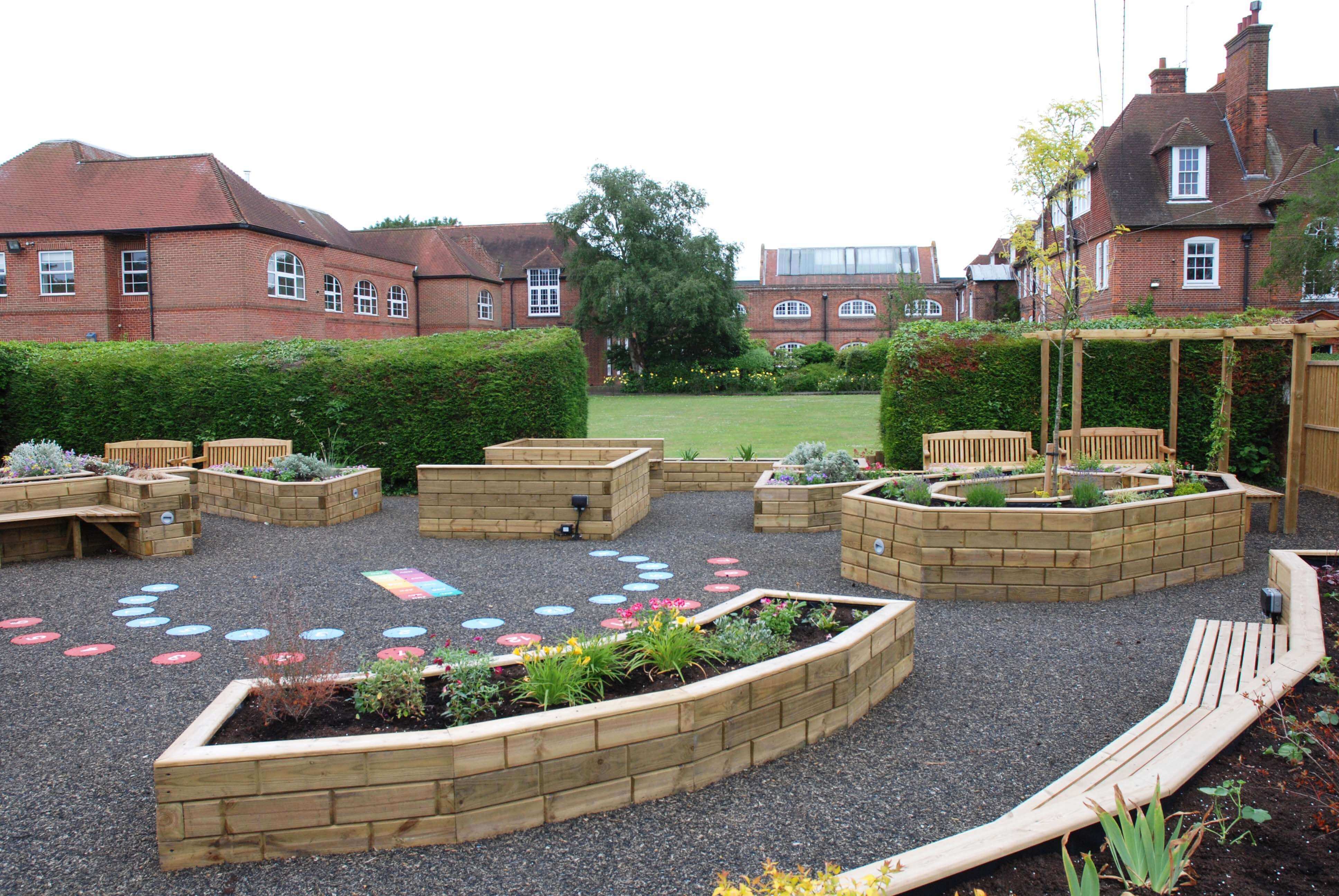 Timber retaining walls in garden