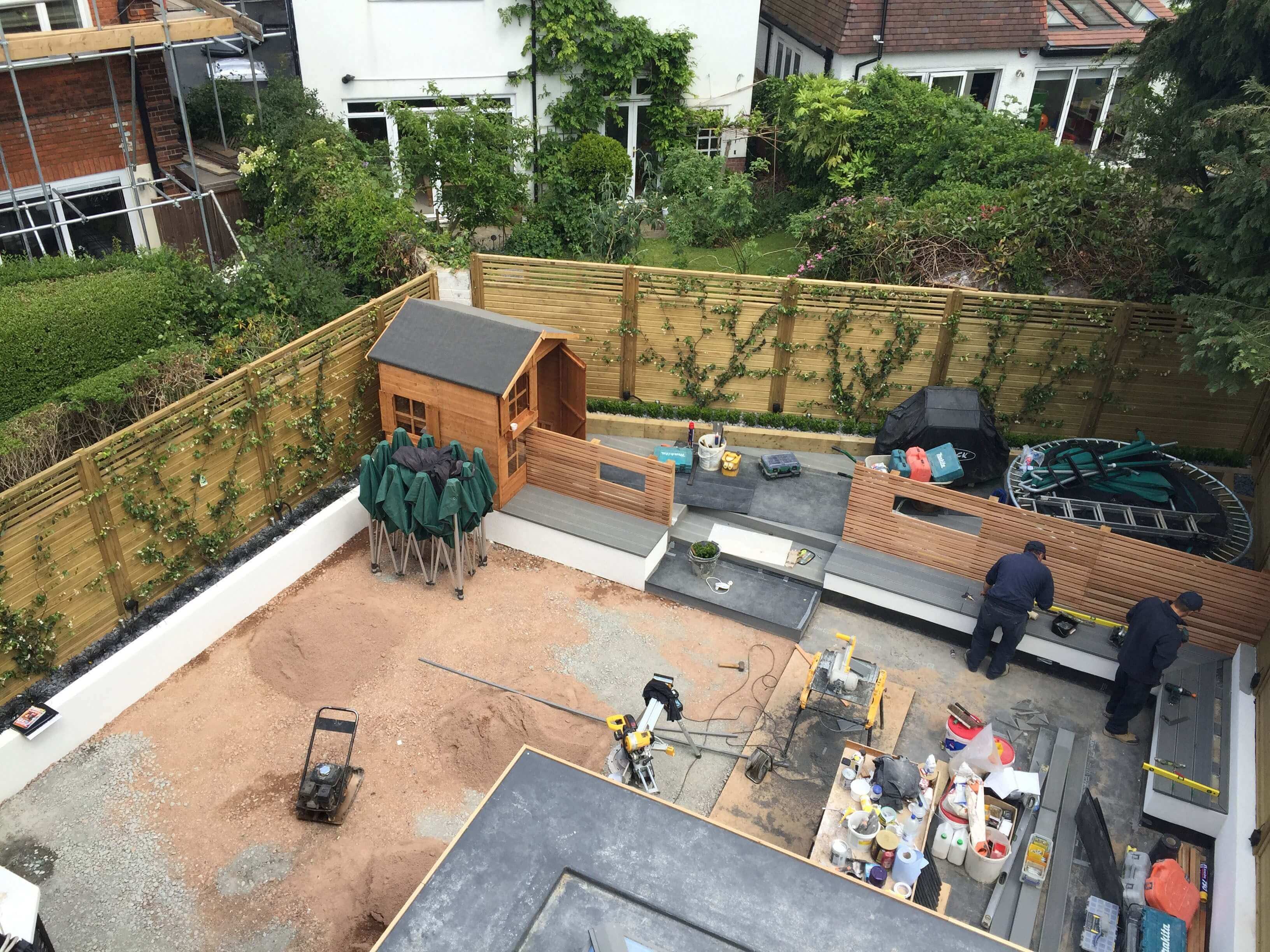 Installing fence panels garden renovation