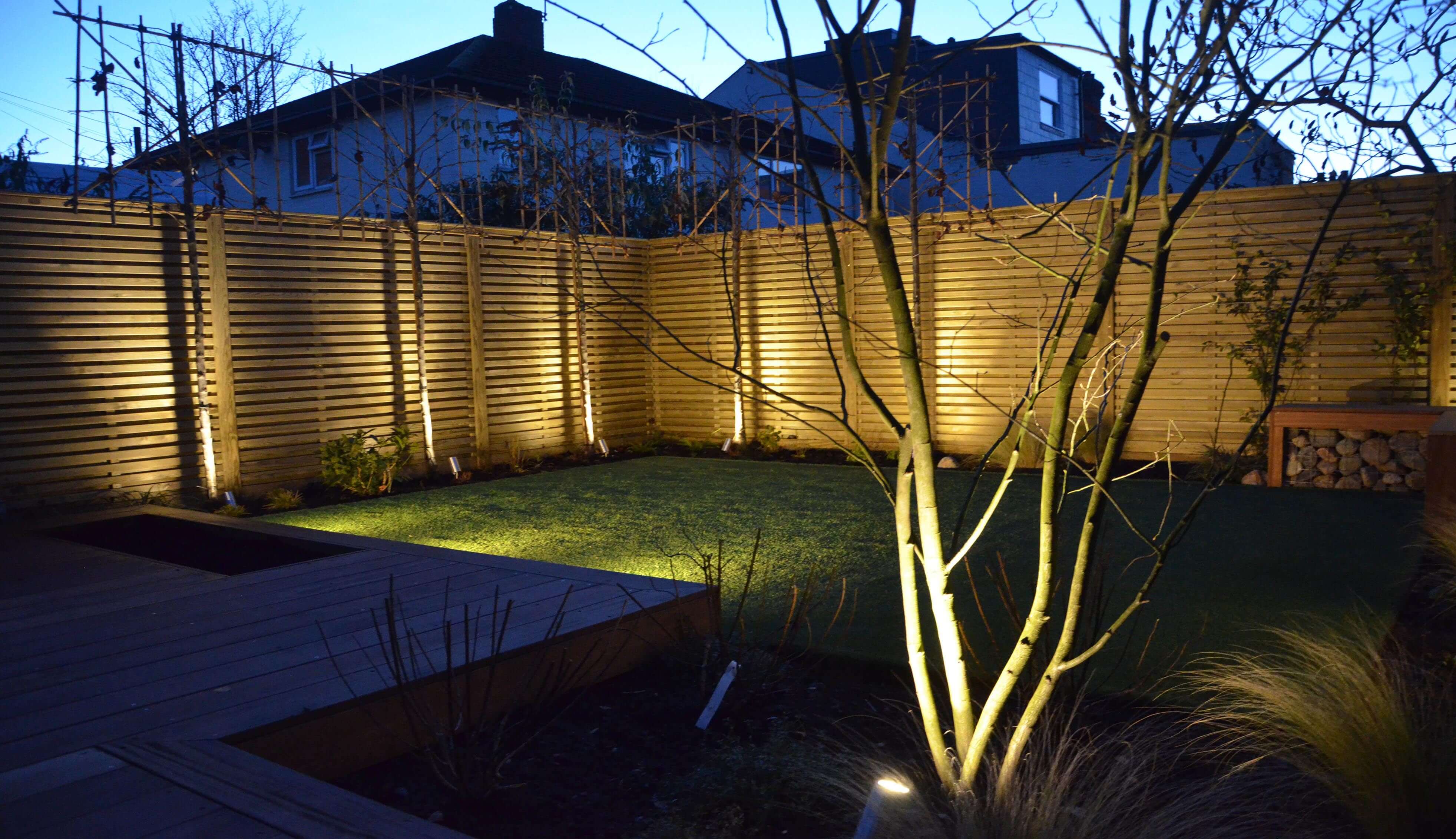 Fence panels with decorative lights