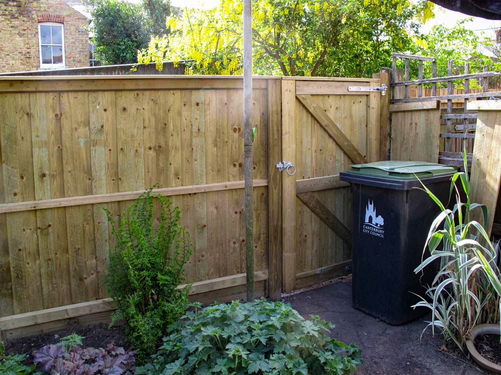 Newly installed wooden garden gate