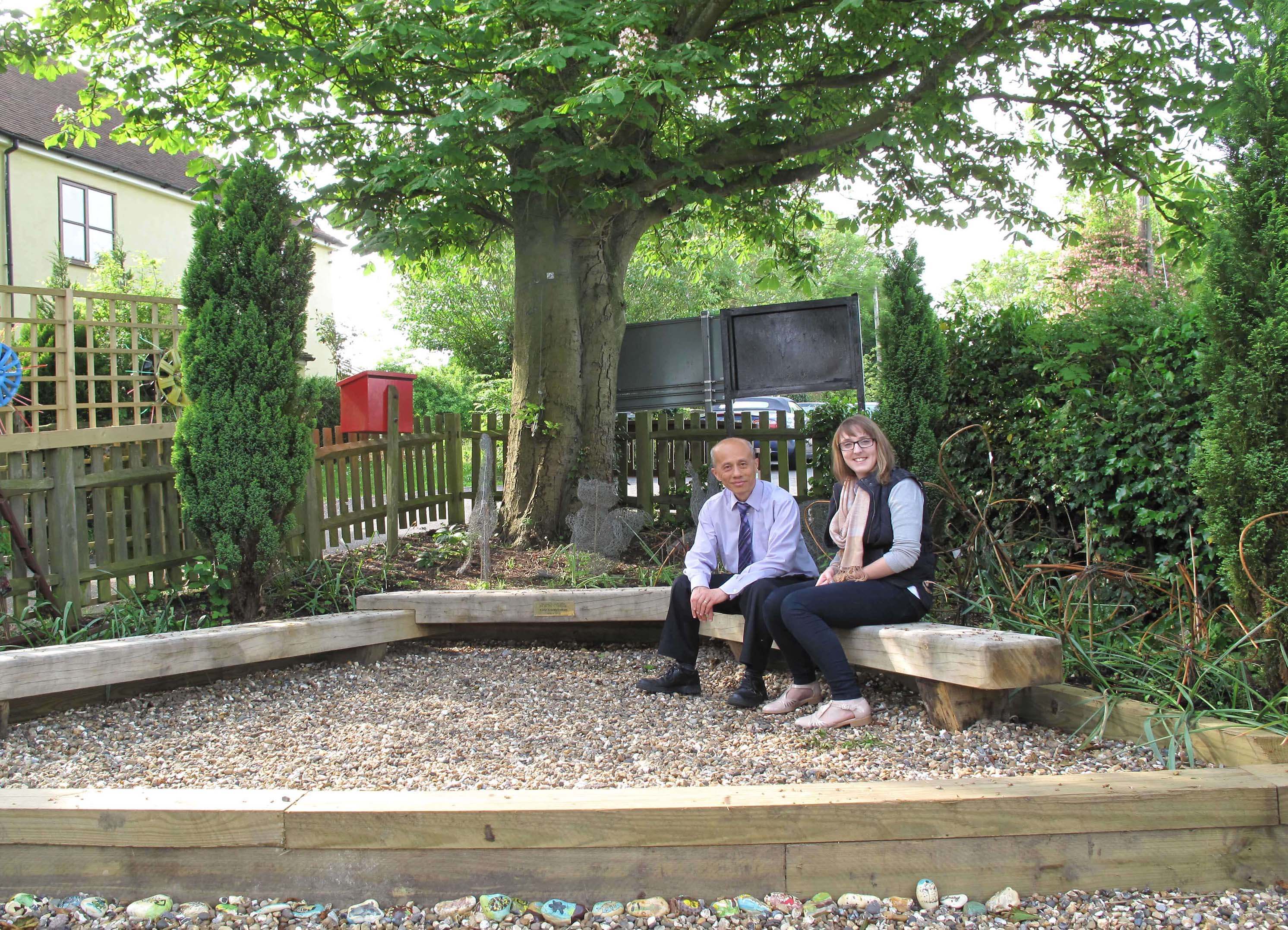 reclaimed area seating from timber sleepers