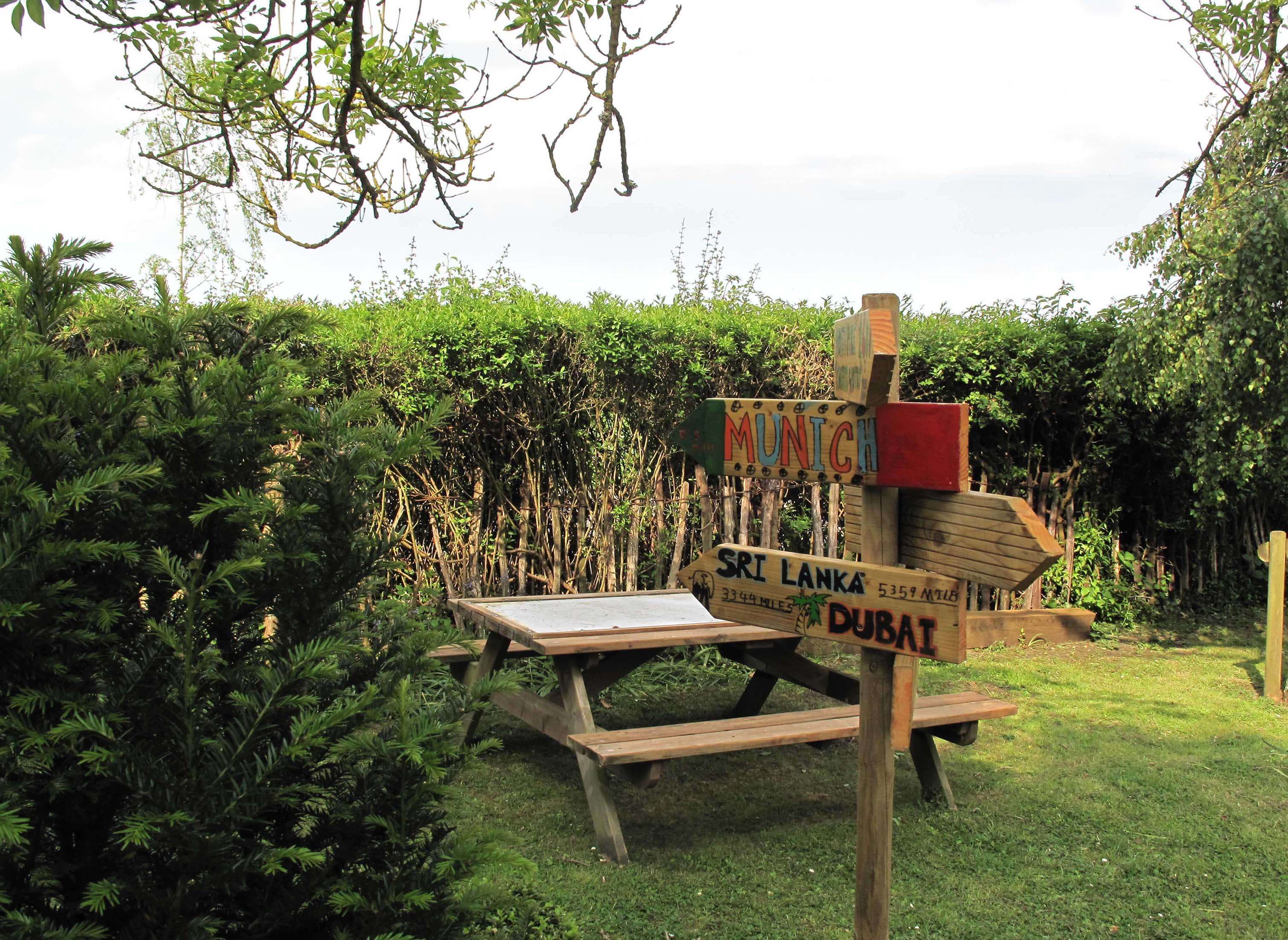 signpost in Brabourne garden