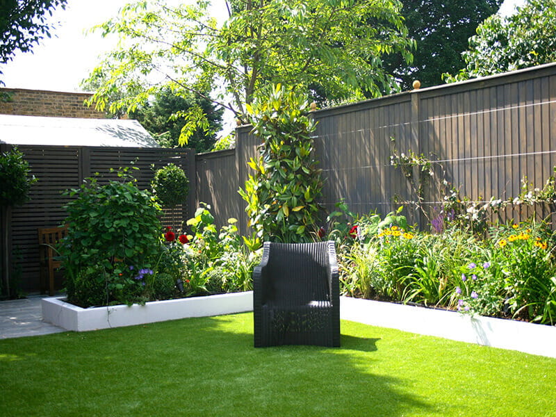 Tongue and Groove Fence Panels in garden after