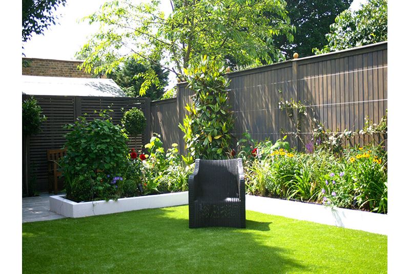 Tongue and Groove Fence Panels in garden after