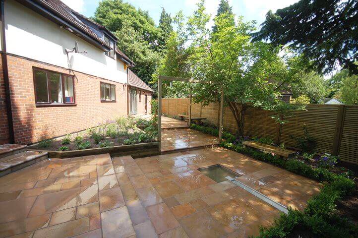 Overview of Garden with new patio and fence